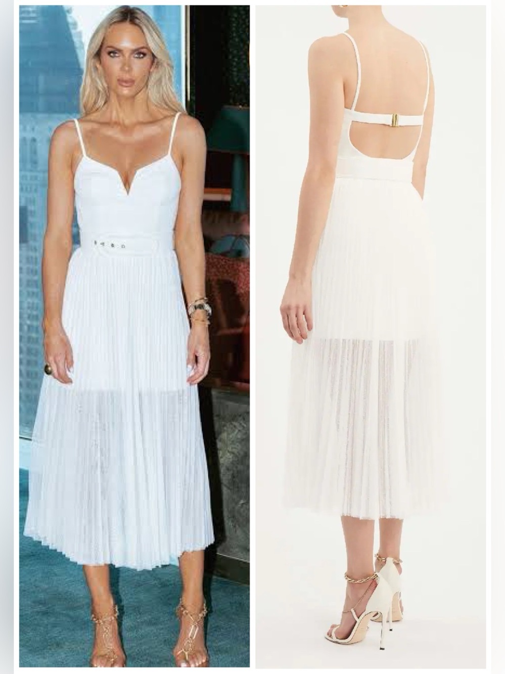 NWT Rebecca Vallance Cyndi Bustier Midi Dress White Crepe Tulle Pleat US 8